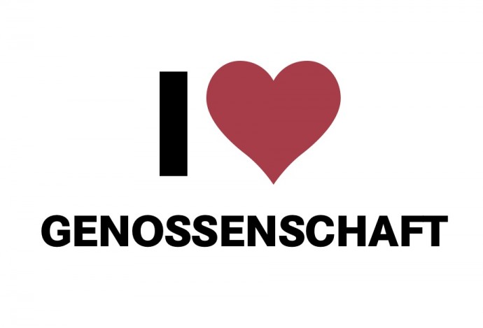 Kleinfahne «I love Genossenschaft»